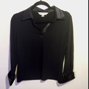 Petite Sophisticate Black Large Longsleeve Blouse